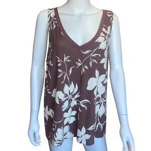 Torrid Super Soft Knit Sleeveless Floral V-Neck Top Rayon/Spandex Womens Size 0